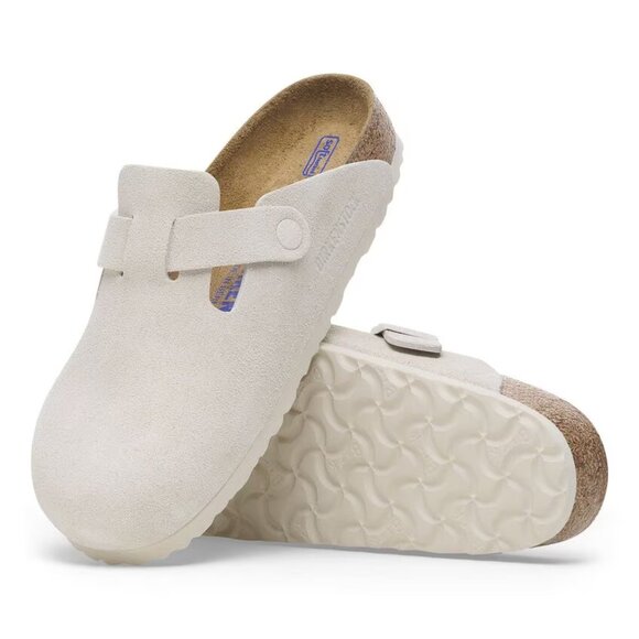 Birkenstock Shoes - Birkenstock Boston Soft Footbed Suede Leather in Antique White. Sz: EU 40/9